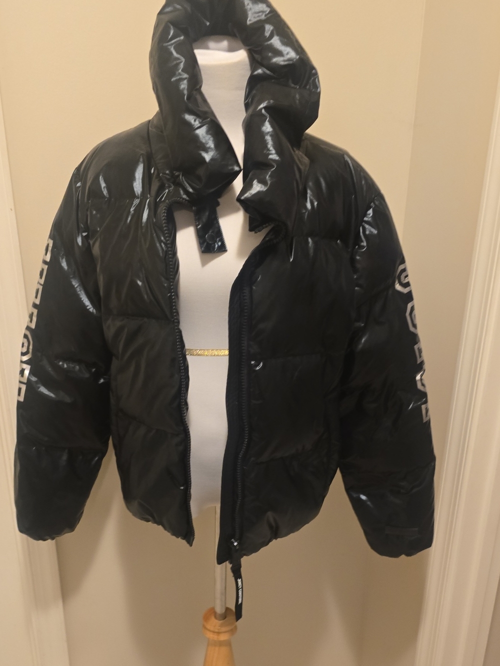 Juicy Couture Black Shiny Quilted Kids Puffer Jacket